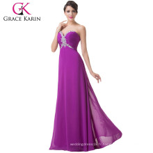 Grace Karin Build in Soutien-gorge bretelles Robes de bal Femmes Robes formelles Robe violet Robes de demoiselle d&#39;honneur en mousseline de soie pour la fête CL6188